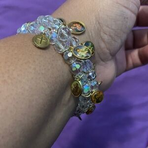 Vintage Crystal Religious Charm Bracelet